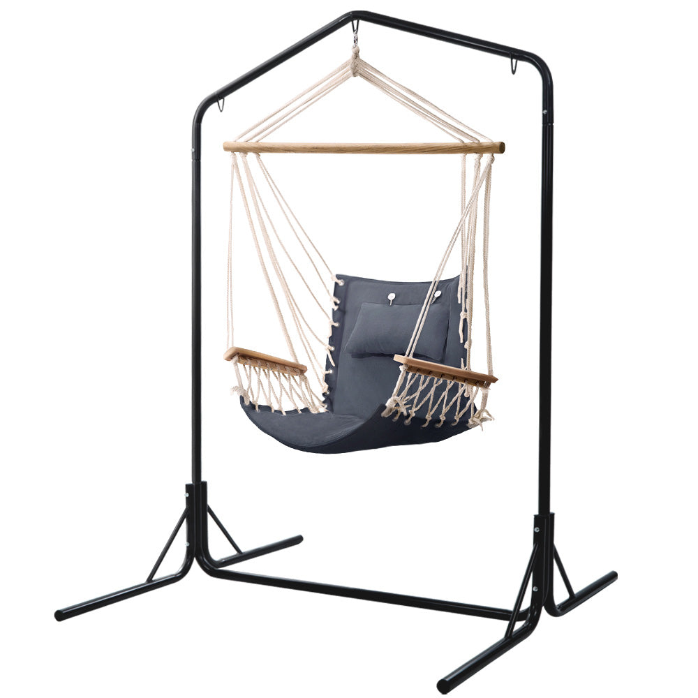 Gardeon Outdoor Hammock Chair with Stand Swing Hanging Hammock Garden Cream