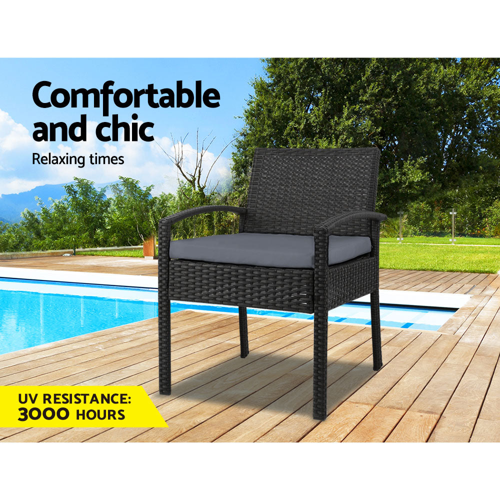 Gardeon Outdoor Furniture Bistro Wicker Chair Black