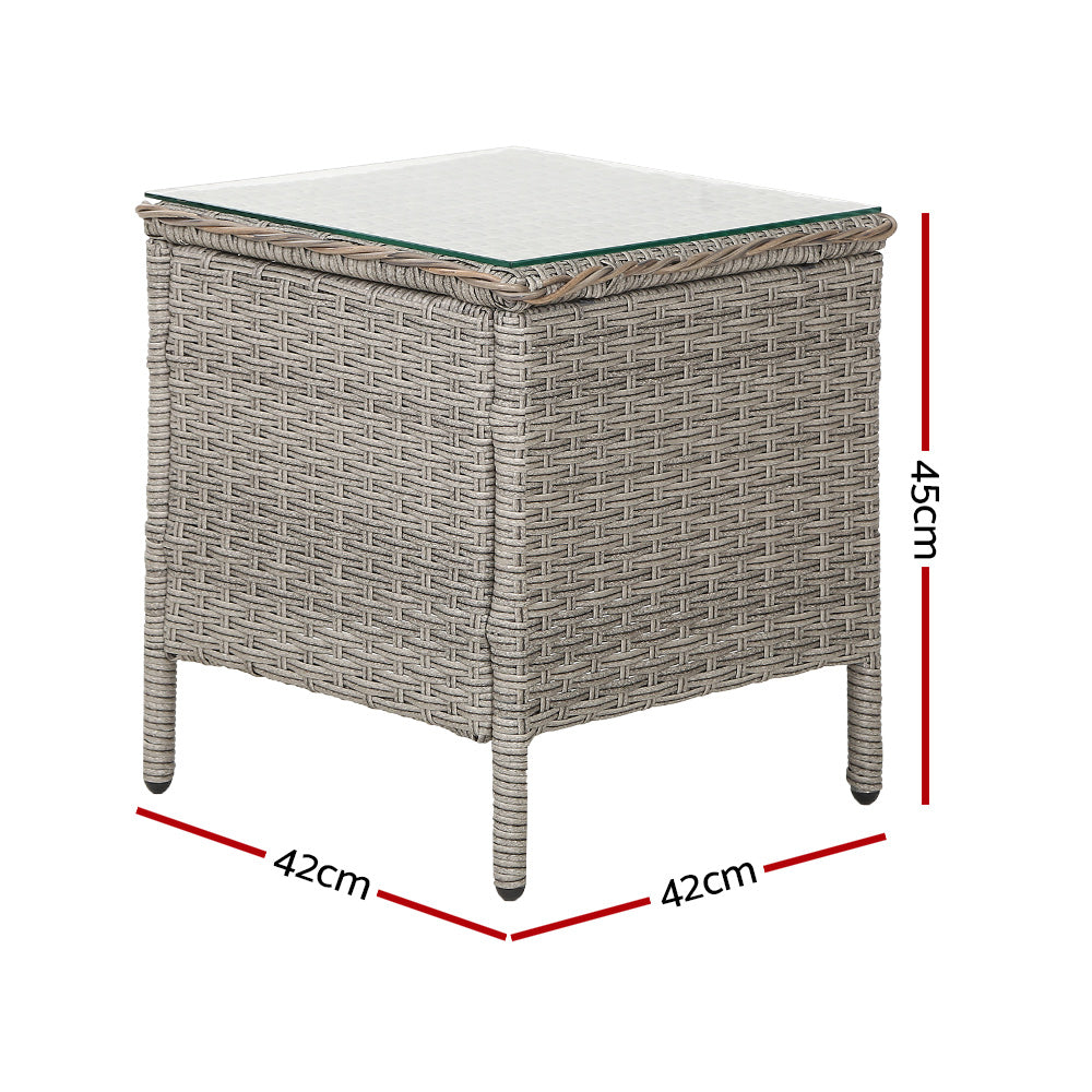 Gardeon Side Table Coffee Patio Desk Outdoor Furniture Rattan Indoor Garden Grey