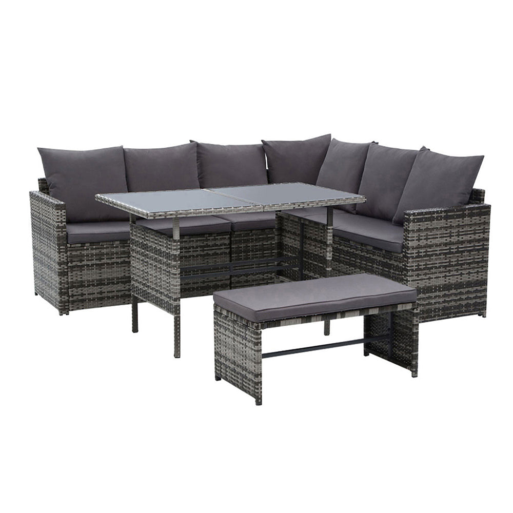 Gardeon Outdoor Furniture Dining Setting Sofa Set Wicker 8 Seater Storage Cover Mixed Grey