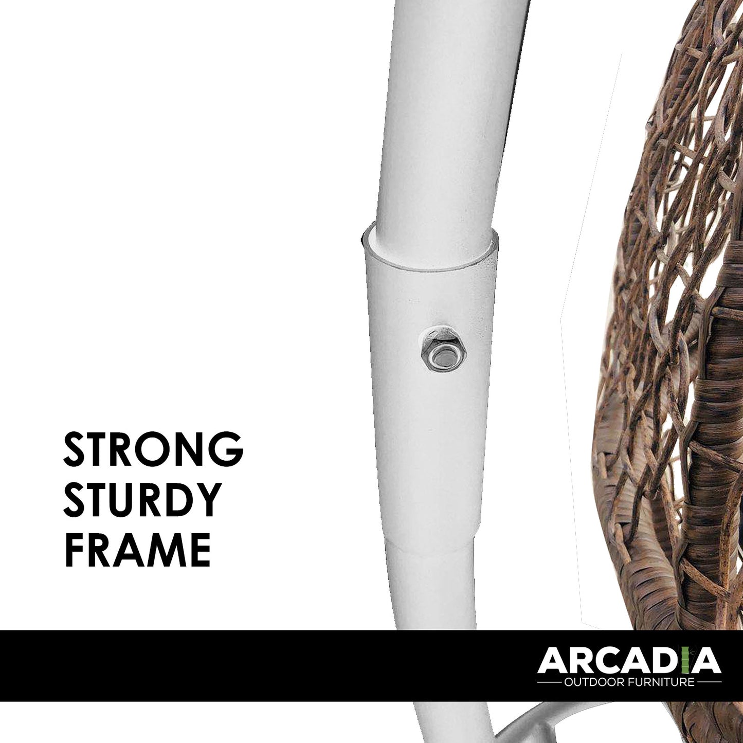 Arcadia Furniture Rocking Egg Chair Outdoor Wicker Rattan Patio Garden Circular - Oatmeal and Grey